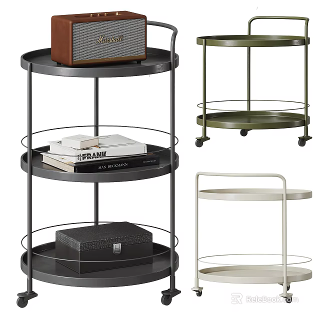 Sleek Design Side Tables With Multi Level Circular Trays And Metal Frames In Assorted Colors 3d model 