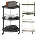 Sleek Design Side Tables With Multi Level Circular Trays And Metal Frames In Assorted Colors 3d model