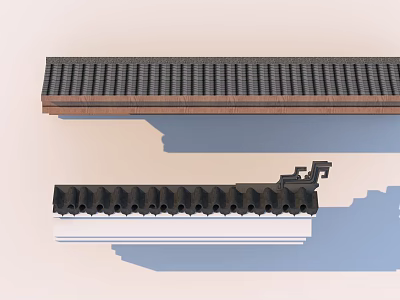 Building Exterior Wall With Layered Roof Tiles Decorative Eave Trim And Textured Material Design 3d model