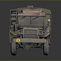 Olive Green Military Ambulance Model With Red Cross Symbol And Canvas Top