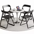 Modern Minimalist Dining Set With Round White Table And Four Black Chairs 3d model