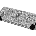 Stylish Two Seater Sofa With Patterned Fabric Black Armrests And Pillows