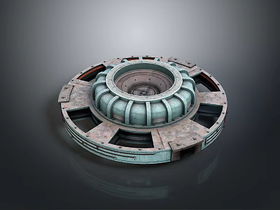 Vintage Circular Mechanical Component With Metallic Rings And Industrial Texture 3d model