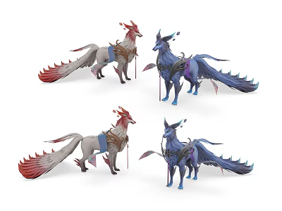 Game Movie Character Mythical Creature With Long Tail Color Variations And Ornamental Details 3d model