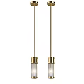 Modern Brass Pendant Light With Ribbed Glass Shade And Hanging Design
