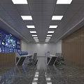 Modern Monitoring Room Interior With Large Display Wall Console Chairs And Marble Floor