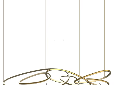 Stylish Modern Gold Chandelier With Circular Curved Rings Design For Interior 3d model