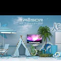 TRESOR Summer Outdoor Family Experience Exhibition With Tent Beach Chair And Palm Tree