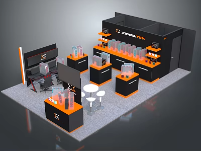 ZC Human Tech Modern Exhibition Booth With Display Shelves And Negotiation Space 3d model