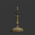 Vintage Brass Decorative Object with Tall Stem Ornate Base on Reflective Black Surface