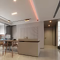 Modern Living Dining Room Interior With Sofa TV Table And Ceiling Lighting Design