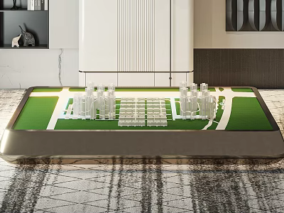 Detailed Architectural Scale Model of Residential Complex With Green Base and White Buildings 3d model