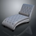 Elegant Gray Leather Chaise Lounge With Tufted Buttons And Curved Design