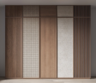 Bone Line Wardrobe Door Panel Combination Rattan Wardrobe Door Panel Middle Ancient Wardrobe 3d model