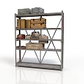 Rustic Wooden Shelf Display With Vintage Storage Boxes And Decorative Crates