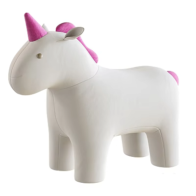 Cute Unicorn Shaped Kids Chair White Pink Horn Tail Soft Leather Toddler Seat 3d model