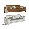 Modern Brown And Light Gray Two Seater Sofas With Comfortable Throw Pillows 3d model