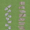 Scenic Stepping Stones Path In Grassland With Natural Stone Slabs And Garden Landscape Design