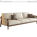 New Chinese-style Three-person Sofa Multi-person Sofa 3d model