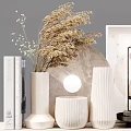 Modern Minimalist Decorative Ornament Set With Vases Framed Art Dried Plants And Geometric Decor
