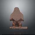 Red Eagle Statue Perched On A Branch Against Gray Background 3d model