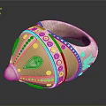 Elegant Gold And Silver Ring With Decorative Studs And Ornate Pattern For Daily Use 3d model