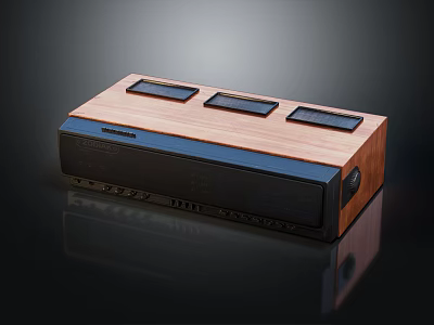 Wooden Top And Black Front Panel Headphone Speaker System With Control Buttons 3d model