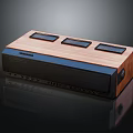 Wooden Top And Black Front Panel Headphone Speaker System With Control Buttons 3d model