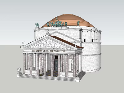 Classical Ancient Building With Dome Columns And Ornate Statues 3d model