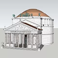 Classical Ancient Building With Dome Columns And Ornate Statues 3d model