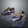 Colorful Modern Reflective Sneakers Design With Multicolored Laces And Transparent Soles