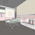 Comfortable Modern Maternity Ward Room With Hospital Bed Sofa And Baby Bassinet