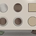 Decorative Circular And Square Wall Hangings With Floor Cushions In Neutral Tones