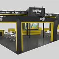 ISPHER Branded Modern Exhibition Booth With Black Yellow Design And Display Screen
