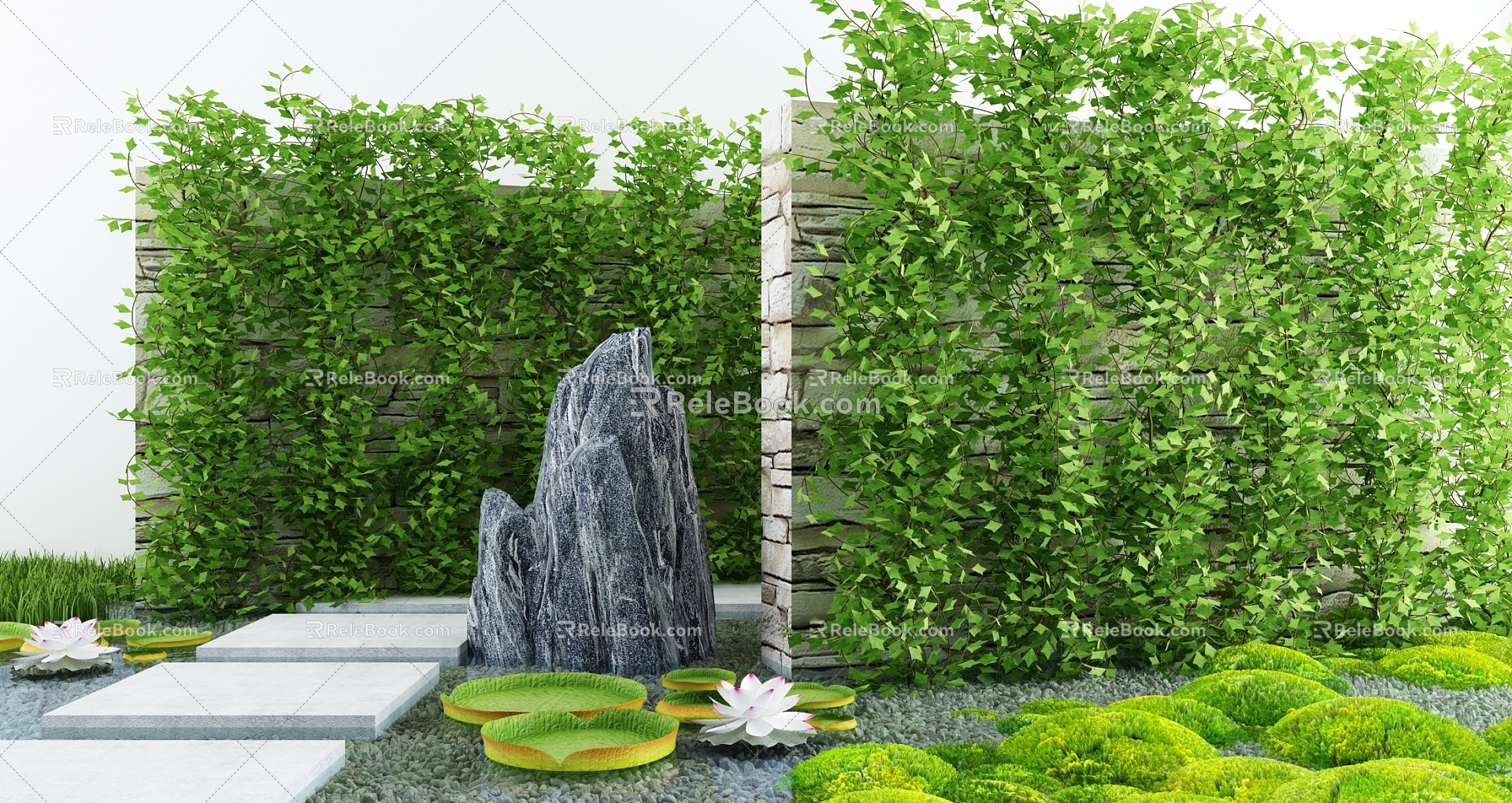 Courtyard landscape sketch 3d model