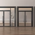 Modern Swing Doors With Glass Panels Black Metal Frames In Contemporary Interior Home Living Space