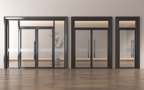 Modern glass single door glass double door entry door sliding door office glass door 3d model