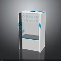 White Electronic Storage Cabinet With Transparent Window Blue Top Design And Display Screen