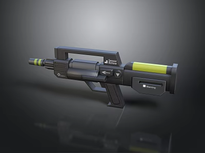 Futuristic Sci-Fi Gun With Black Body Yellow Accents Ergonomic Grip And Detailed Structure 3d model