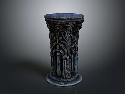 Dark Decorative Carved Column With Intricate Ornate Patterns And Classical Design 3d model