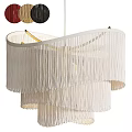 Elegant White Fringe Chandelier With Multi Layer Design And Metal Frame 3d model