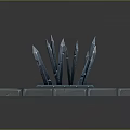 Medieval Fantasy Stone Trap With Rising Spikes On Cracked Square Platform