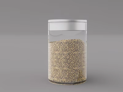 Transparent Glass Spice Jar With Silver Lid Filled With Mustard Seeds 3d model