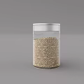 Transparent Glass Spice Jar With Silver Lid Filled With Mustard Seeds