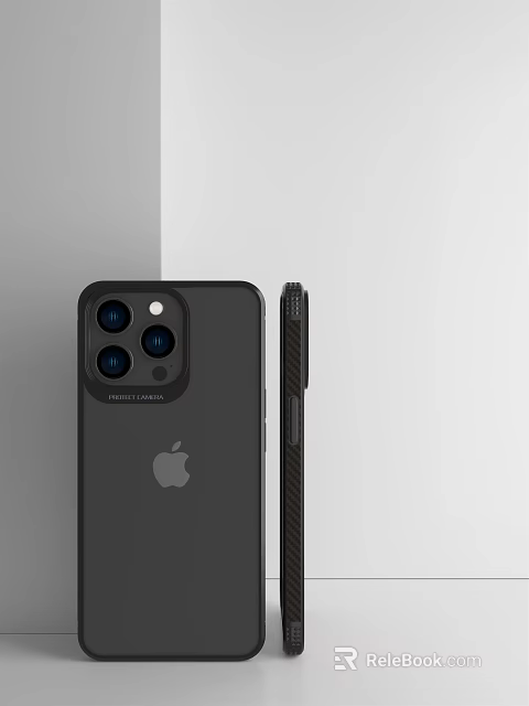 Black Apple Smartphone With Triple Pro Camera And Carbon Fiber Case Design 3d model 