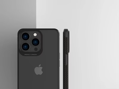 Black Apple Smartphone With Triple Pro Camera And Carbon Fiber Case Design 3d model