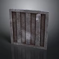 Industrial Style Square Metal Grille Panel With Vertical Slats And Textured Surface