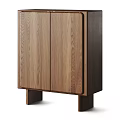 Modern Minimalist Wooden Wardrobe With Natural Wood Grain And Two Doors