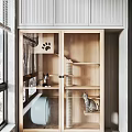 Cozy Home Balcony With Wooden Cat Cabinet Cat Paw Design Cat Bed And City View