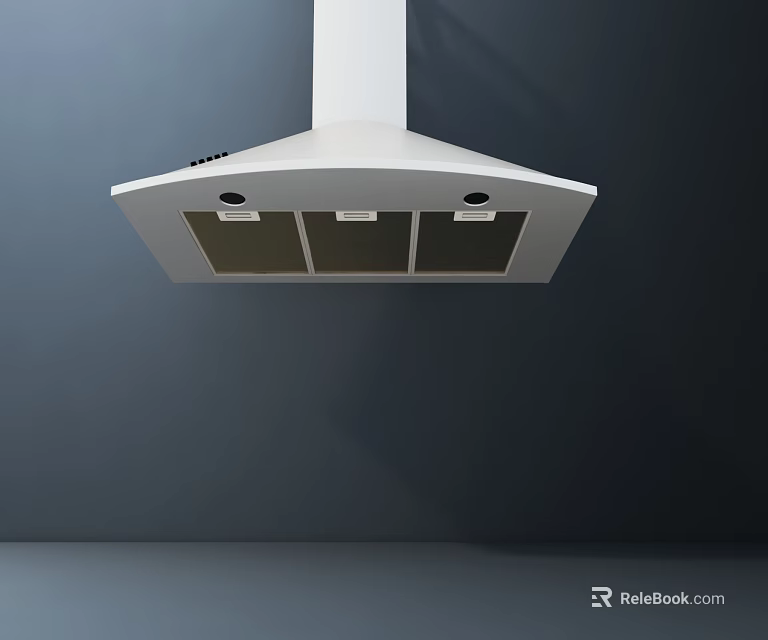 White Modern Kitchen Range Hood With Sleek Design And Efficient Ventilation 3d model 